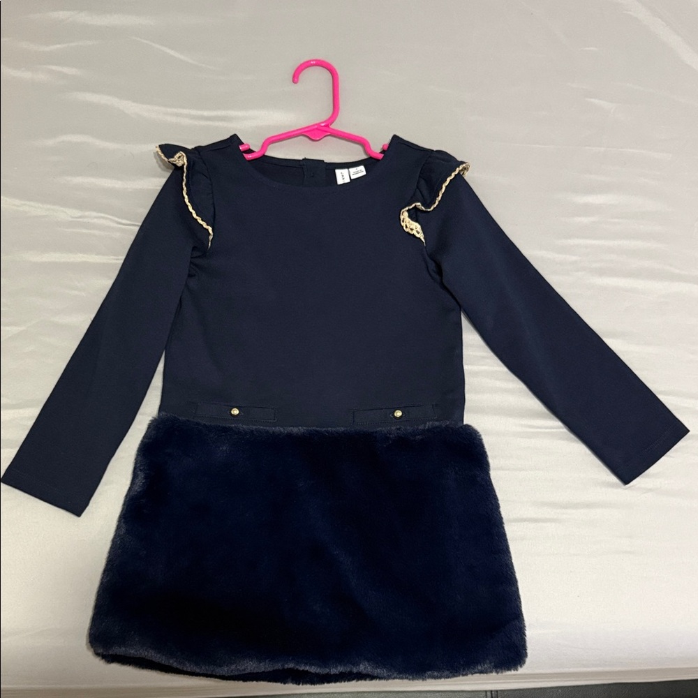 Janie and Jack Navy Blue Formal Dress with Gold Accents